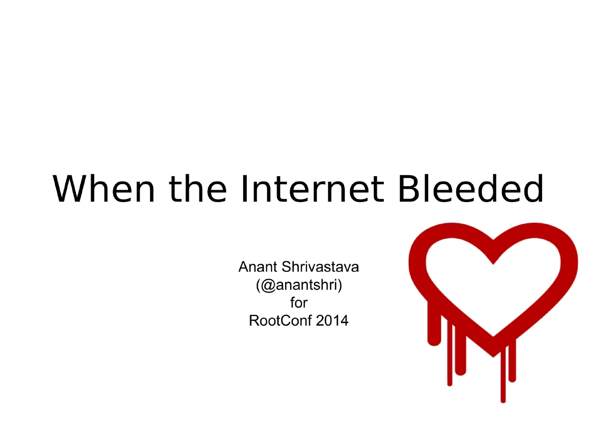 Slide 1 of Rootconf Heartbleed