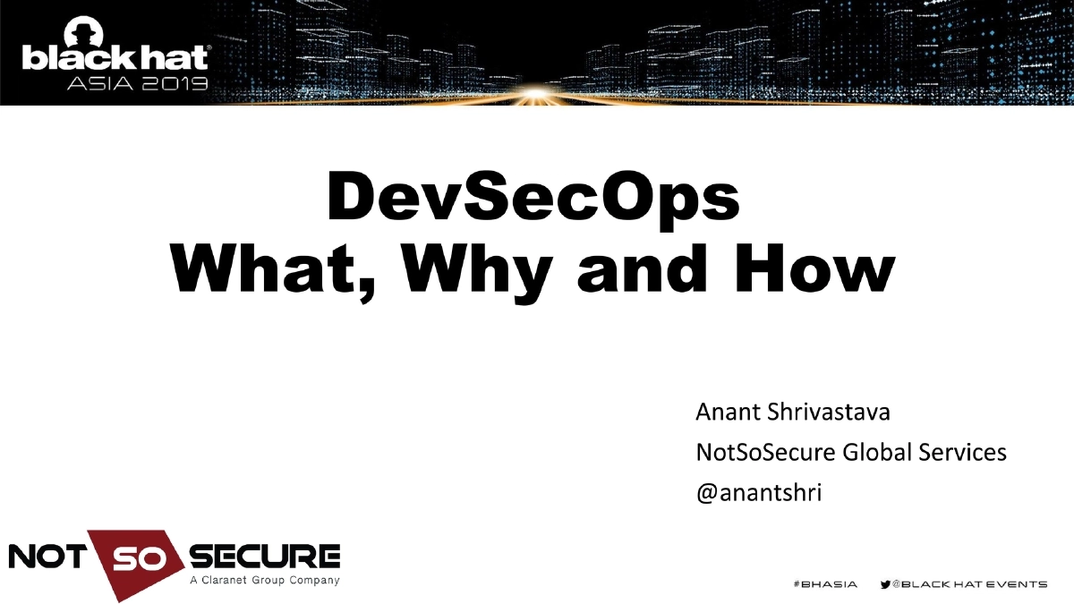 Slide 1 of BlackHat Asia DevSecOps