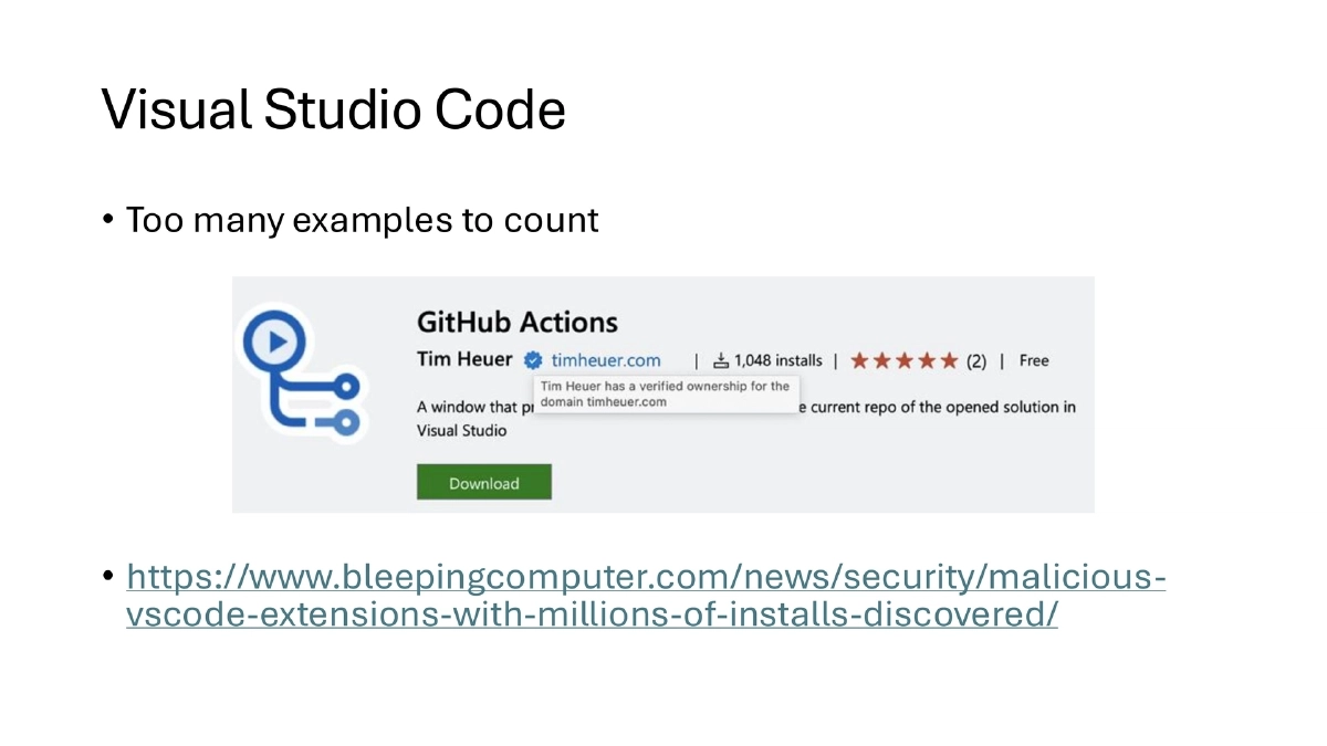 Slide 19 of Bsides Kerala Supply Chain Outside Code