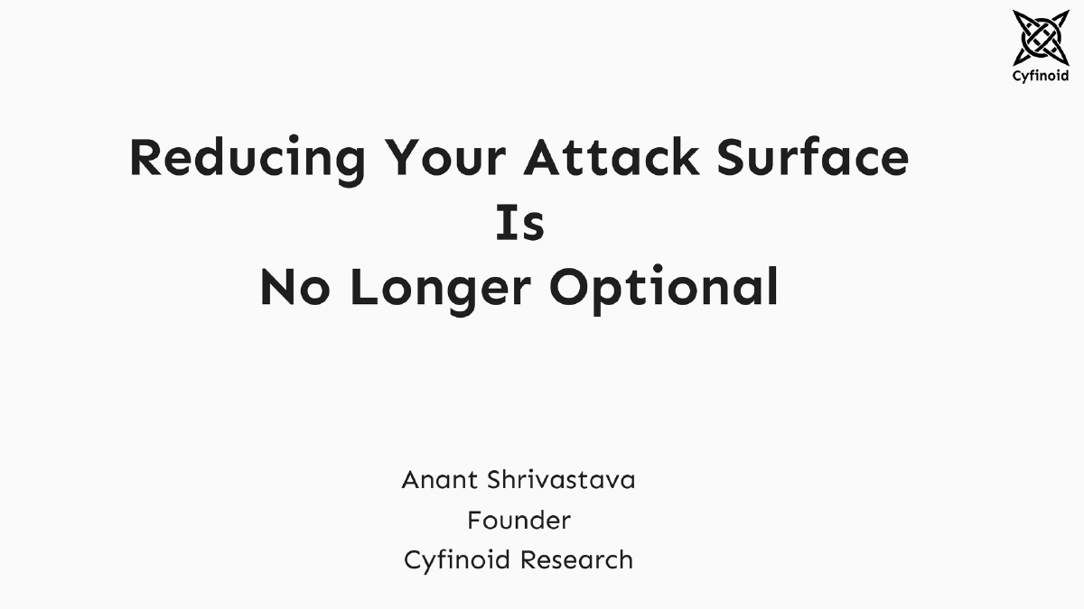 Slide 1 of Reducing Attack Surface Security Days Japan