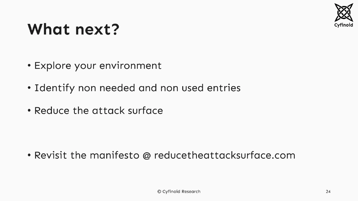 Slide 24 of Reducing Attack Surface Security Days Japan