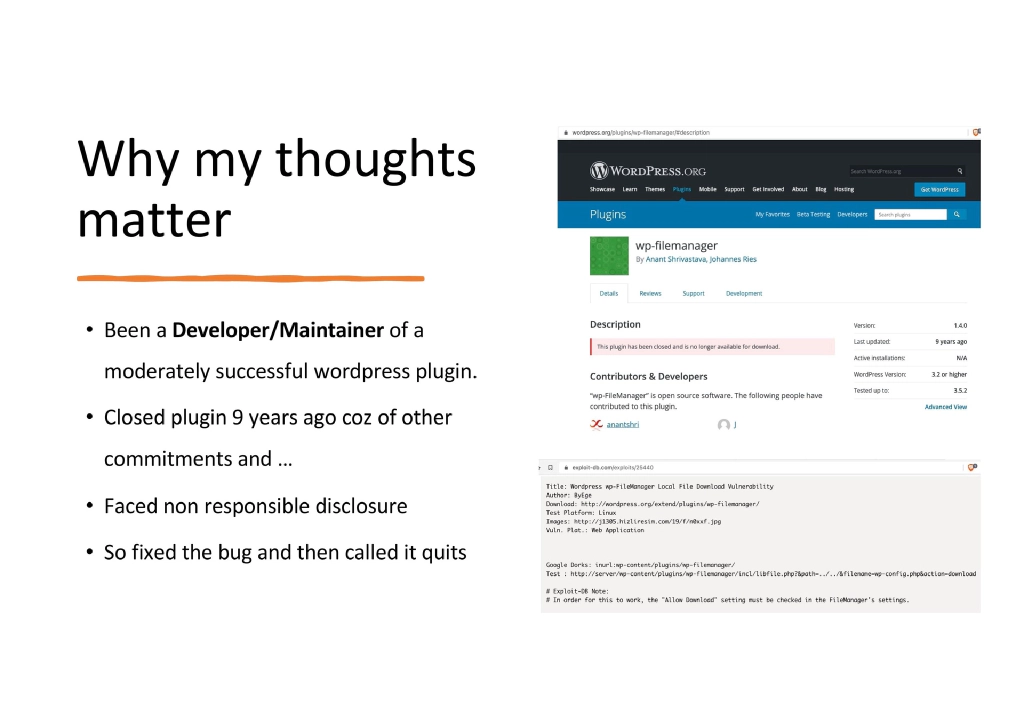 Slide 3 of Developer Security Based on 15 Years Experience