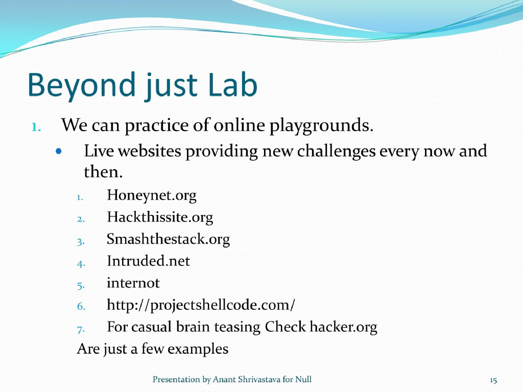 Slide 15 of How to Setup A Pen Test Lab & How to Play CTF